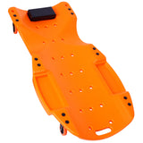 Creeper en plastique de 48 pouces, corps ergonomique moulé par soufflage en PEHD avec appui-tête rembourré et deux plateaux à outils, capacité de 440 lb, Orange