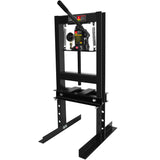 6 Ton Hydraulic Shop Floor Press with Pressure Gauge Steel H-Frame Steel Plates Adjustable Working Table Black