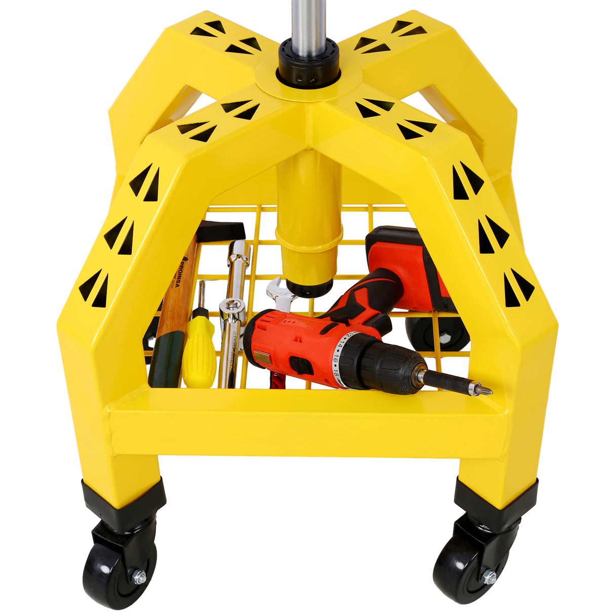 Pneumatic 360 Degree Swivel Stool Mechanics Rolling Creeper Seat Heavy Duty Shop with Casters Yellow