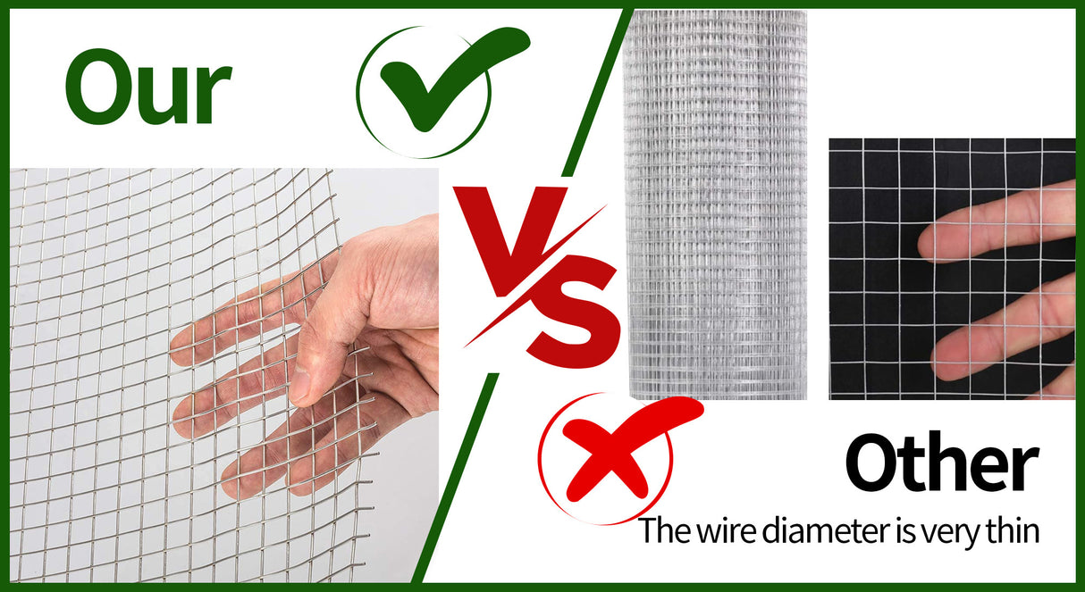 48inx100ft 1/2 in 19 Gauge Hardware Cloth Welded Cage Wire Chicken Fence Mesh Rolls Square Netting Raised Garden Rabbit Fence Snake Fencing Rodent Animals Steel