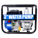 Semi søppelvannpumpe 3 tommer 209cc 7HP 4-takts OHV-motor Gassdrevet 50 fot utløpsslange 12 fot sugeslange med komplette koblinger EPA-kompatibel