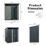 5ft x 3ft Outdoor Metal Storage Shed Transparent Plate Gray