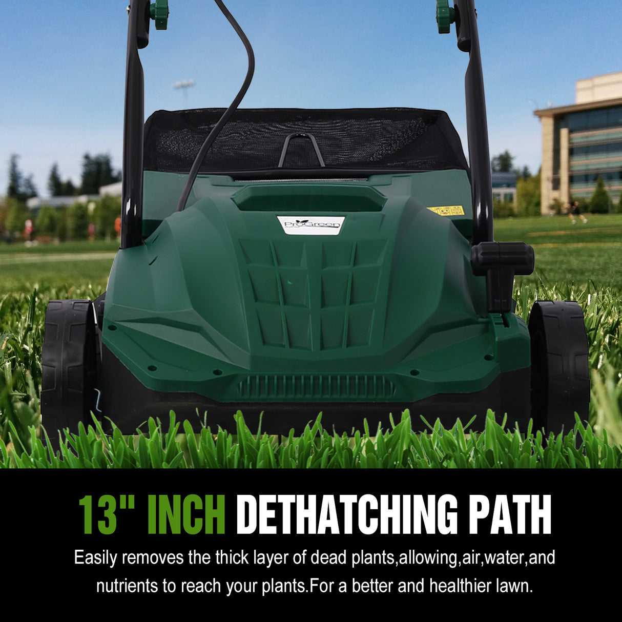 Garden Scarifier 2-in-1 13INCH Dethatcher Scarifier 12 Amp Electric Lawn Dethatcher na Matatanggal na Collection Bag na Napakalaki 31.7QT