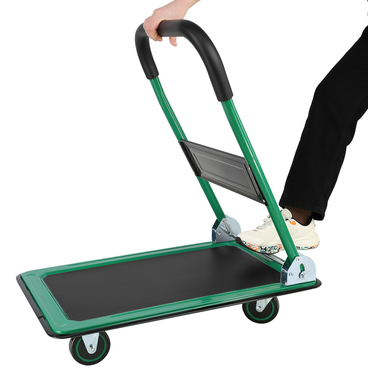 Push Cart Dolly Moving Platform Hand Truck Foldable para sa Easy Storage at 360 Degree Swivel Wheels na may 330lb Weight Capacity