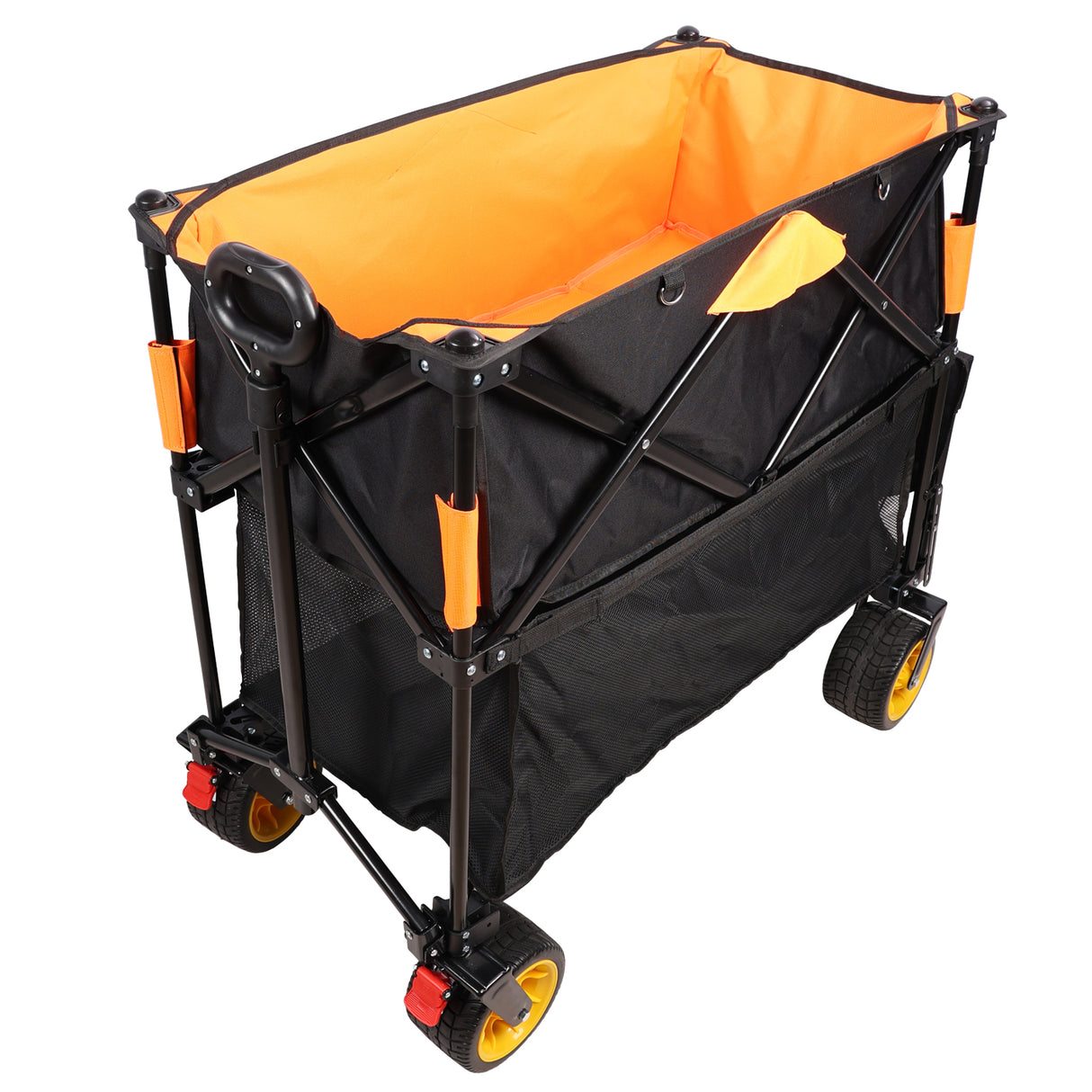 Carro plegable de gran capacidad, carro extensor Extra largo, carrito plegable para compras de jardín, carrito de playa, color negro y naranja