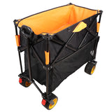 Big Large Capacity Folding Cart Extra Long Extender Wagon Folding Garden Shopping Beach Cart Black Orange