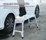 Aluminum Work Platform Malaking Sukat Step Stool Folding Portable Bench 40" Lapad Telescopic Feet 22" -27.5" Taas Naaayos--Grey