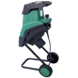 15Amp Electric Wood Garden Chipper/Shredder with Wheels Portable Chipping Width Collection Bag Double Sided Blade System Auto Shut-Off Green