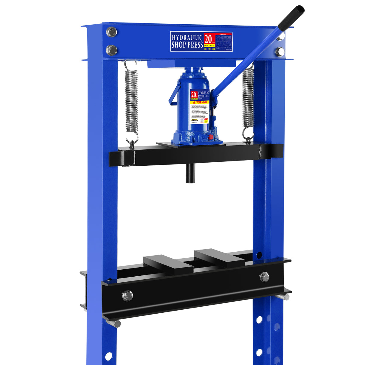 Hydraulic Shop Floor Press 20 Ton Steel H-Frame with Plates Adjustable Working Table Stand Jack for Gears and Bearings