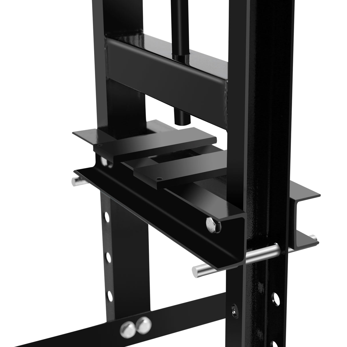 6 Tonns hydraulisk gulvpresse med trykkmåler Stål H-ramme Stålplater Justerbart arbeidsbord Svart