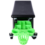 Roller Mechanic Detailing Creeper Utility Seat Stool with Wheels Removable Tool Trays Drawer 300 Lbs Capacity for General Garage and Home Use--Green