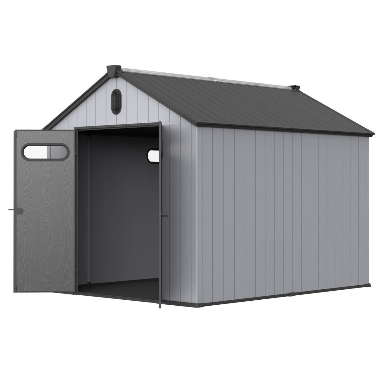 8×10ft Plastic Storage Shed para sa Backyard Garden Big Spire Tool Black Gray