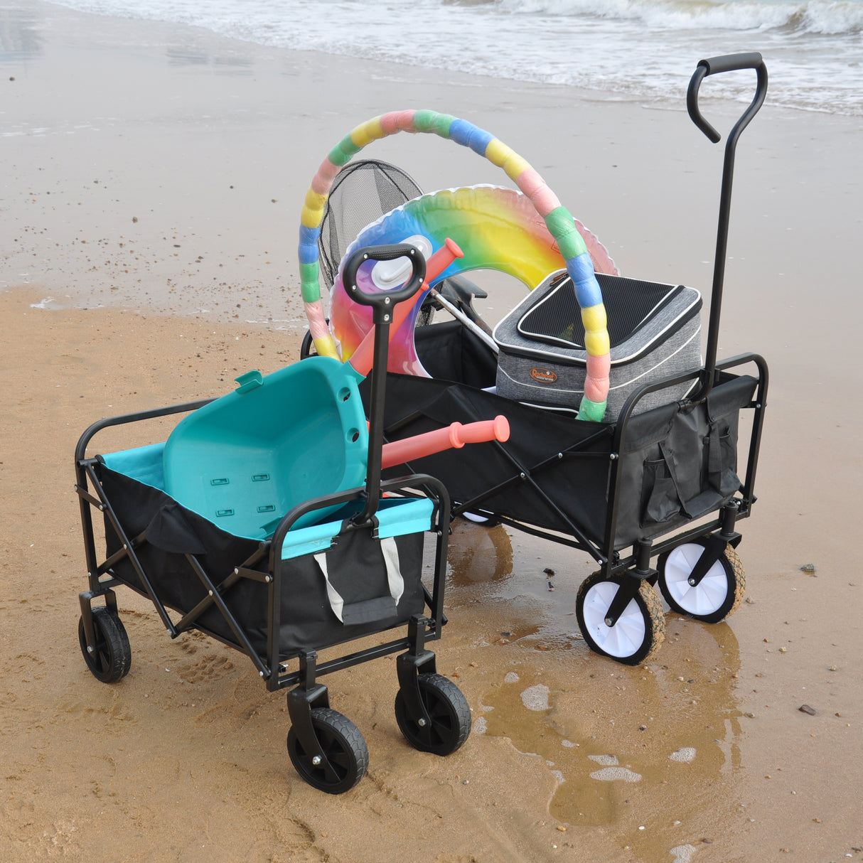 Mini Vouwwagen Tuinwinkel Strandwagen Zwart Blauw