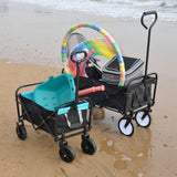 Mini carro plegable para compras de jardín, carrito de playa, negro y azul