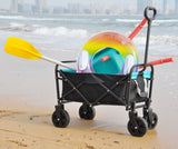 Mini carrello pieghevole da giardino per la spesa da spiaggia, nero blu