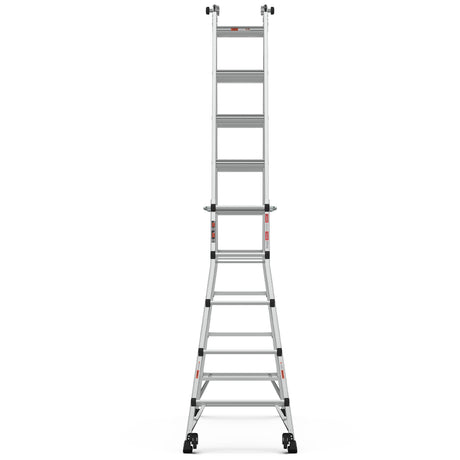 Aluminum Multi-Position Ladder na may Mga Gulong 300 lbs Weight Rating 22 FT--Metallic Grey