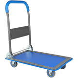 Carro de empuje plegable mejorado Dolly Plataforma móvil de 330 libras de capacidad Camión de mano de servicio pesado Ahorro de espacio Mango giratorio plegable Carro de cama plana