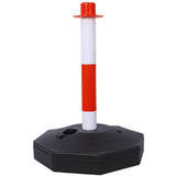 12 Pack Traffic Delineator Post Cones with Fillable Base Adjustable Safety Barrier with 5Ft Plastic Chain Outdoor and Indoor Crowd Control Stanchion for Control and Warning--White+Red