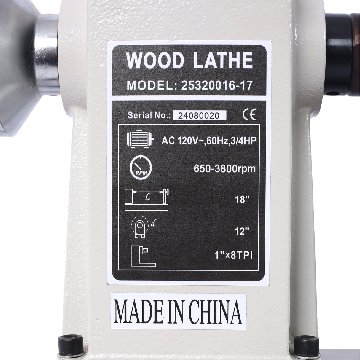 Máquina de sobremesa de torno de madera de 12 "x 18", 3/4 HP, velocidad infinitamente variable, 650-3800 RPM para torneado de madera