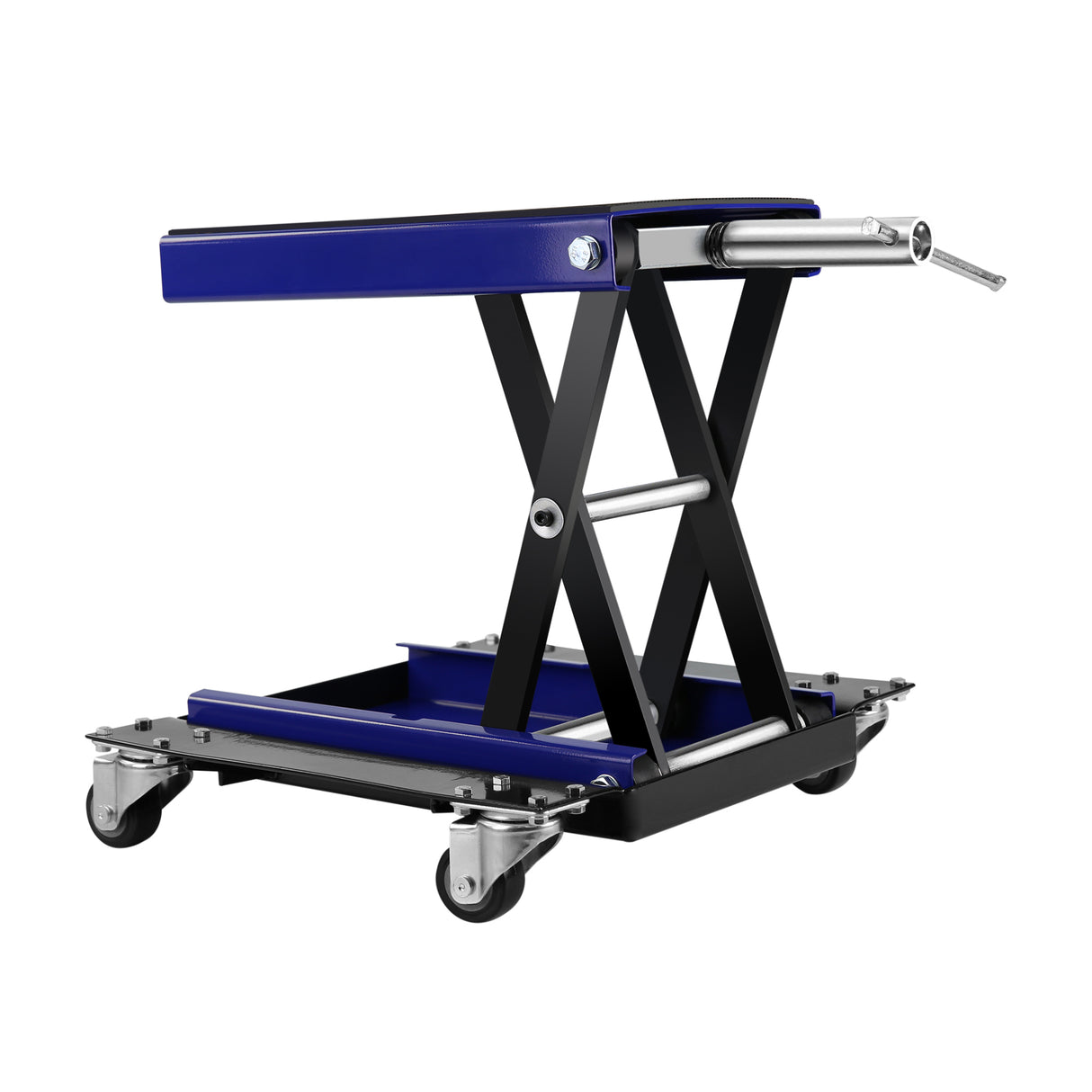 1100 Lbs Steel Wide Deck Motorcycle ATV Scissor Lift Jack with Dolly and Hand Crank Bikes Garage Repair Hoist Stand