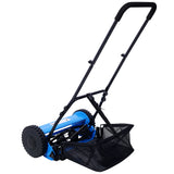 16-Inch 5-Blade Push Reel Lawn Mower with Grass Catcher Blue