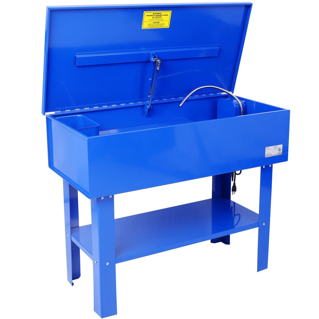 40 Gallon Parts Washer 24 Gallon Solvent Capacity 5 Gallon Per Minute Max Pump Output Heavy Duty Steel Powder Coated blue