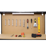 Steel Workbench Tool Storage Workshop Table W/Drawer and Peg Board 4xAC Outlets 2xUSB Ports