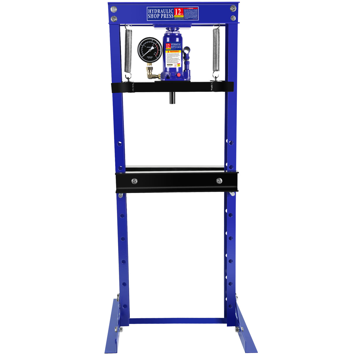 Steel H-Frame Hydraulic Shop Press na may Stamping Plate para Baluktot Ituwid o Pindutin ang mga Bahagi na may Pressure Gauge Install Bearings at U-Joints na 12 Ton (24,000 lb) na Kapasidad