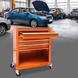 Chariot à outils multifonctionnel à 4 tiroirs avec roulettes Orange