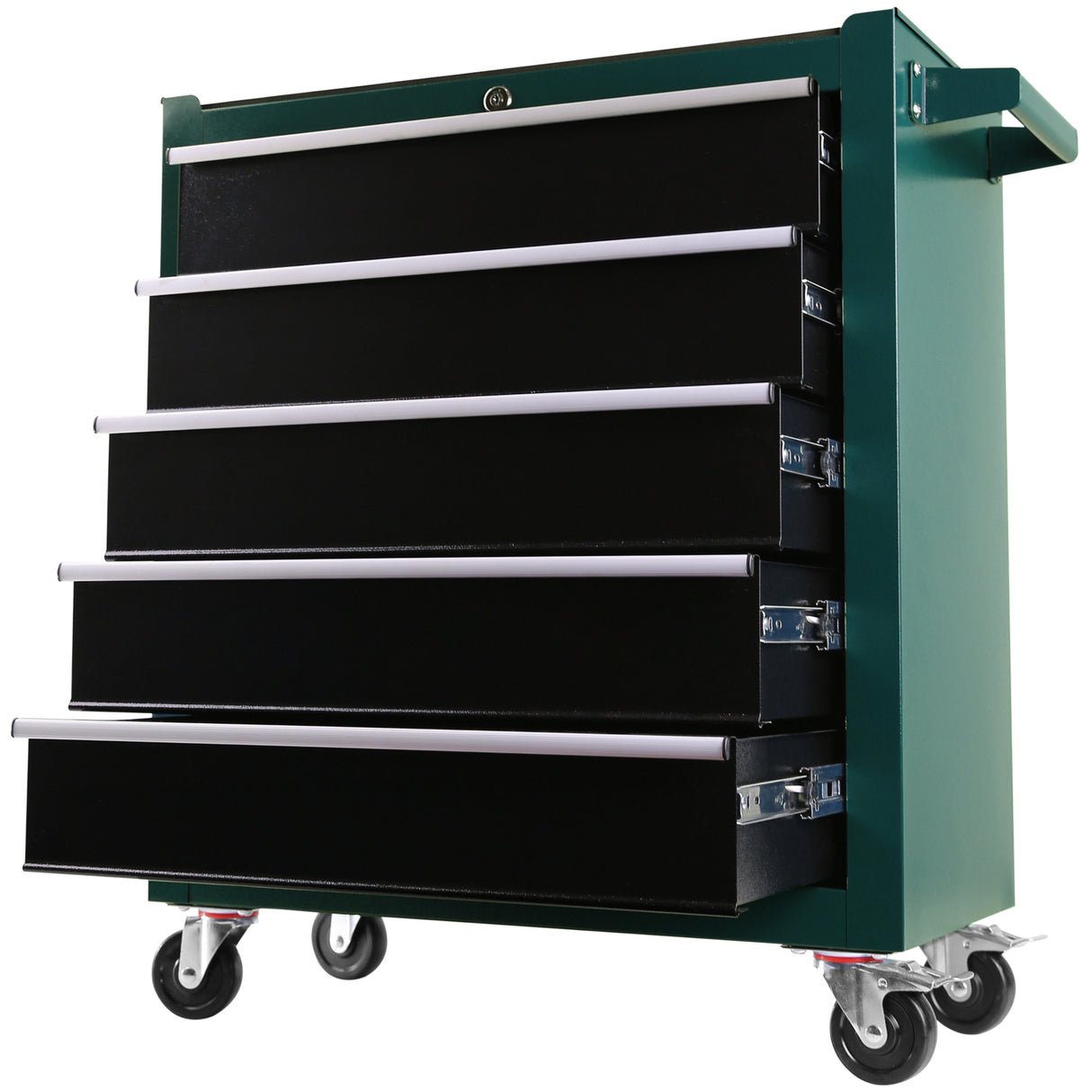 5-Drawers Rolling Tool Chest Cabinet on Wheels na may Keyed Locking System at Drawer Liner na may Link Buckle na Pinagsama sa Malaking Cabinet Set para sa Warehouse Garage