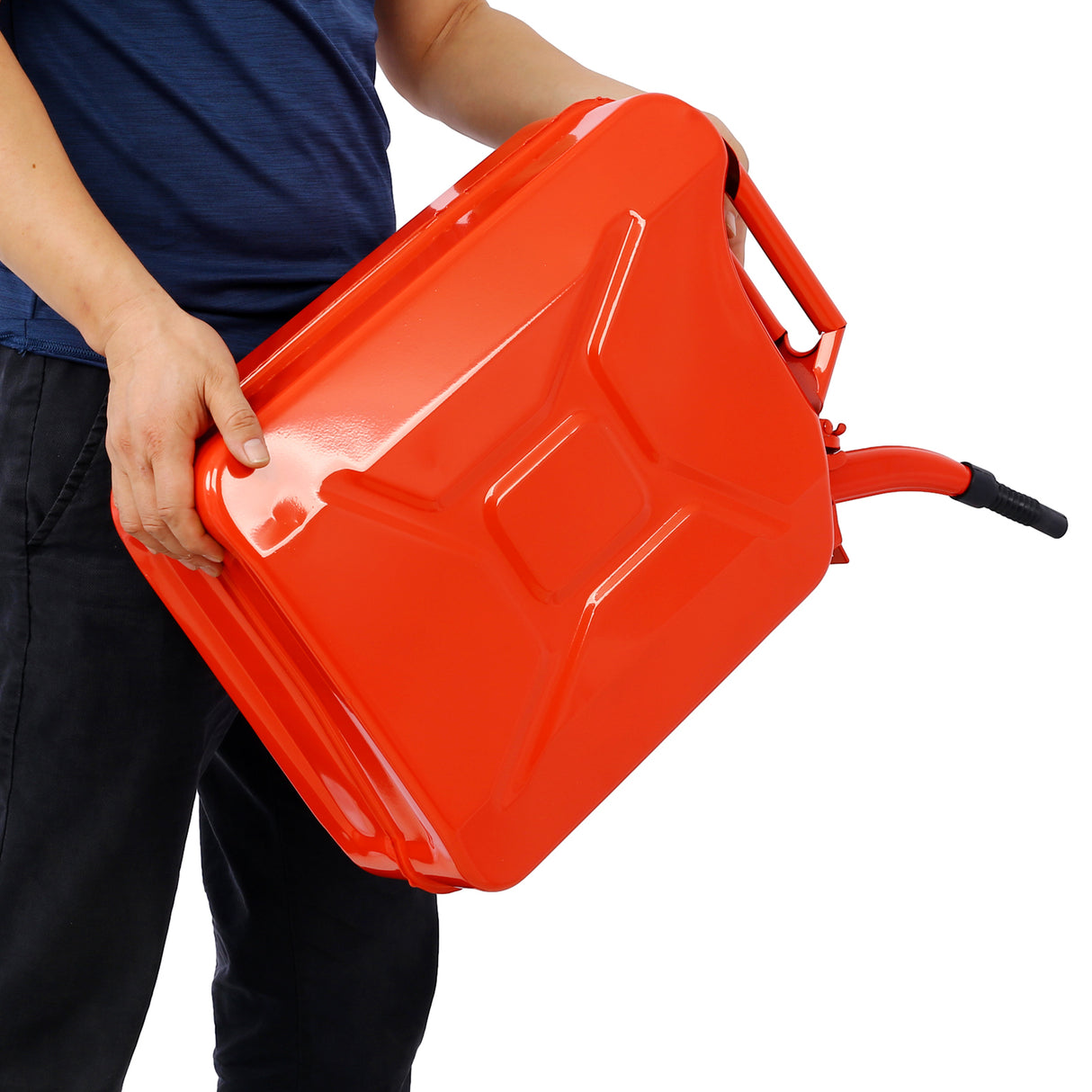 Bidon de carburant Jerry de 20 litres (5 gallons) avec bec flexible, réservoir portable en acier, essence, voitures, camions, équipement rouge