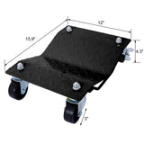 Set of 4 Heavy Duty 4 Tire Wheel Dolly Car Stakes 6000lbs Capacity--Black