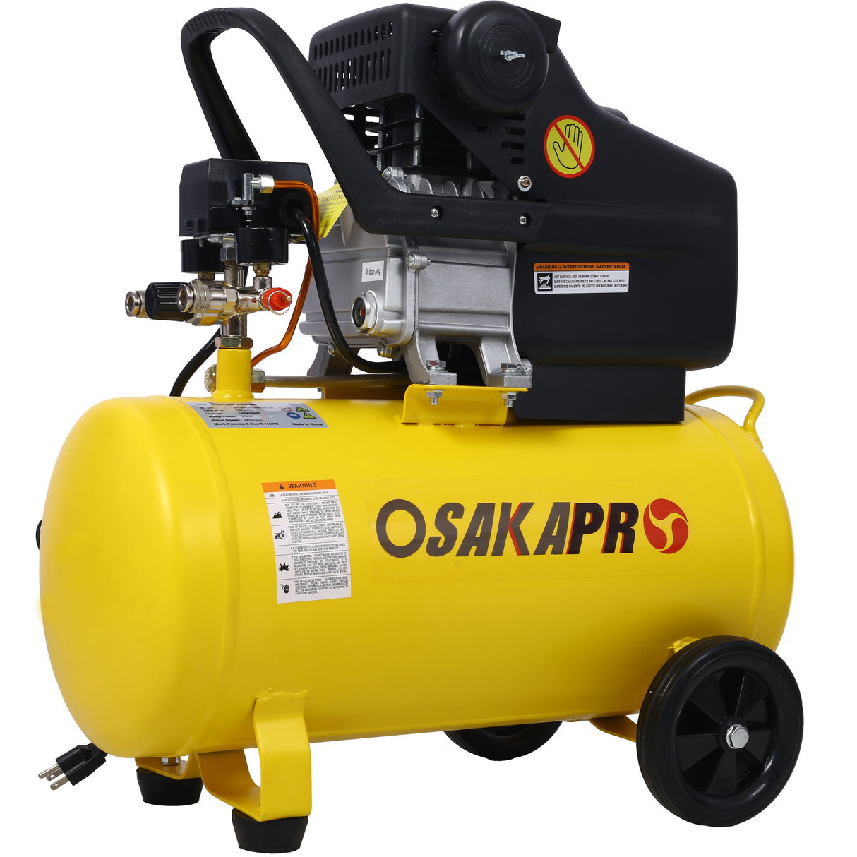 3.5HP Portable 10 Gallon Oil-Lubricated Air Compressor Tank Napakatahimik na Pahalang na Naaayos na Presyon na may Built-in na Gulong na Dilaw