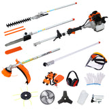 10 in 1 Multi-Functional Trimming Tool 33CC 2-Cycle Garden System with Gas Pole Saw Hedge Trimmer Grass Trimmer and Brush Cutter EPA Compliant