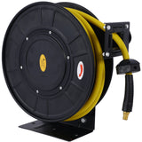 Air Reel Retractable 3/8" Inch x 50' Feet Premium Commercial Flex Hybrid Polymer Hose Max 300 PSI Heavy Duty Steel Frame