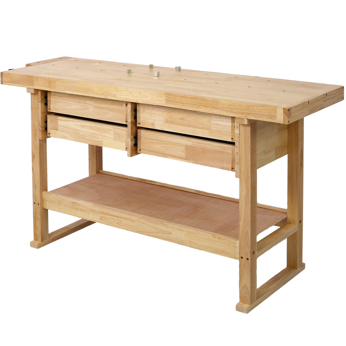 60in Wooden Workbench na may 4 na Drawers para sa Garage Workshop at Home--Natural