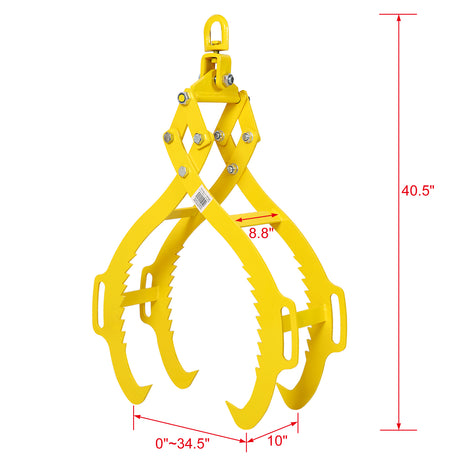 Pinza per il sollevamento di tronchi in legno con 4 artigli, 32"