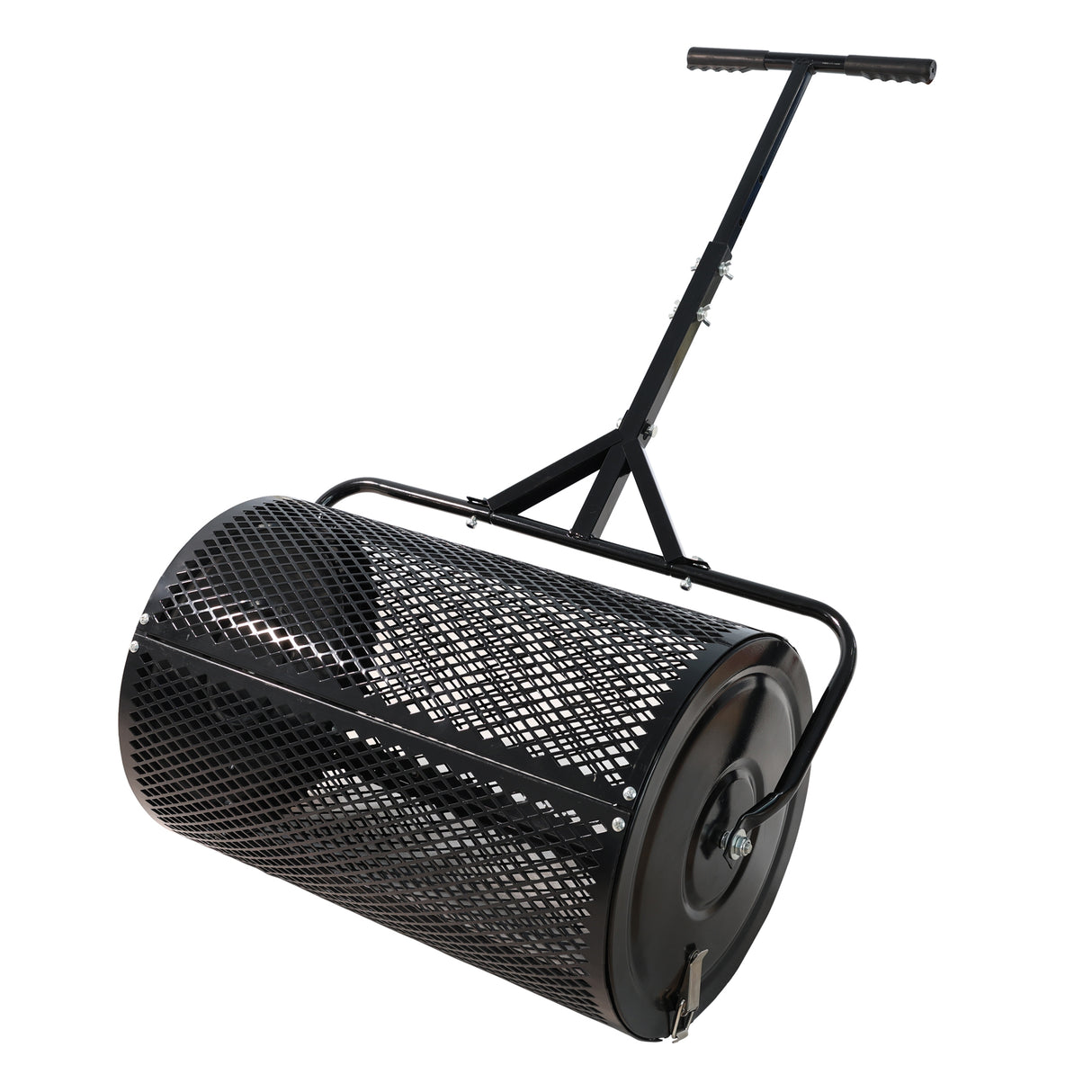 Compost Peat Moss Spreader na may Upgrade T Shaped Handle para sa Pagtanim ng Seeding Matibay Magaang Metal Mesh para sa Lawn Garden Care Dure Black