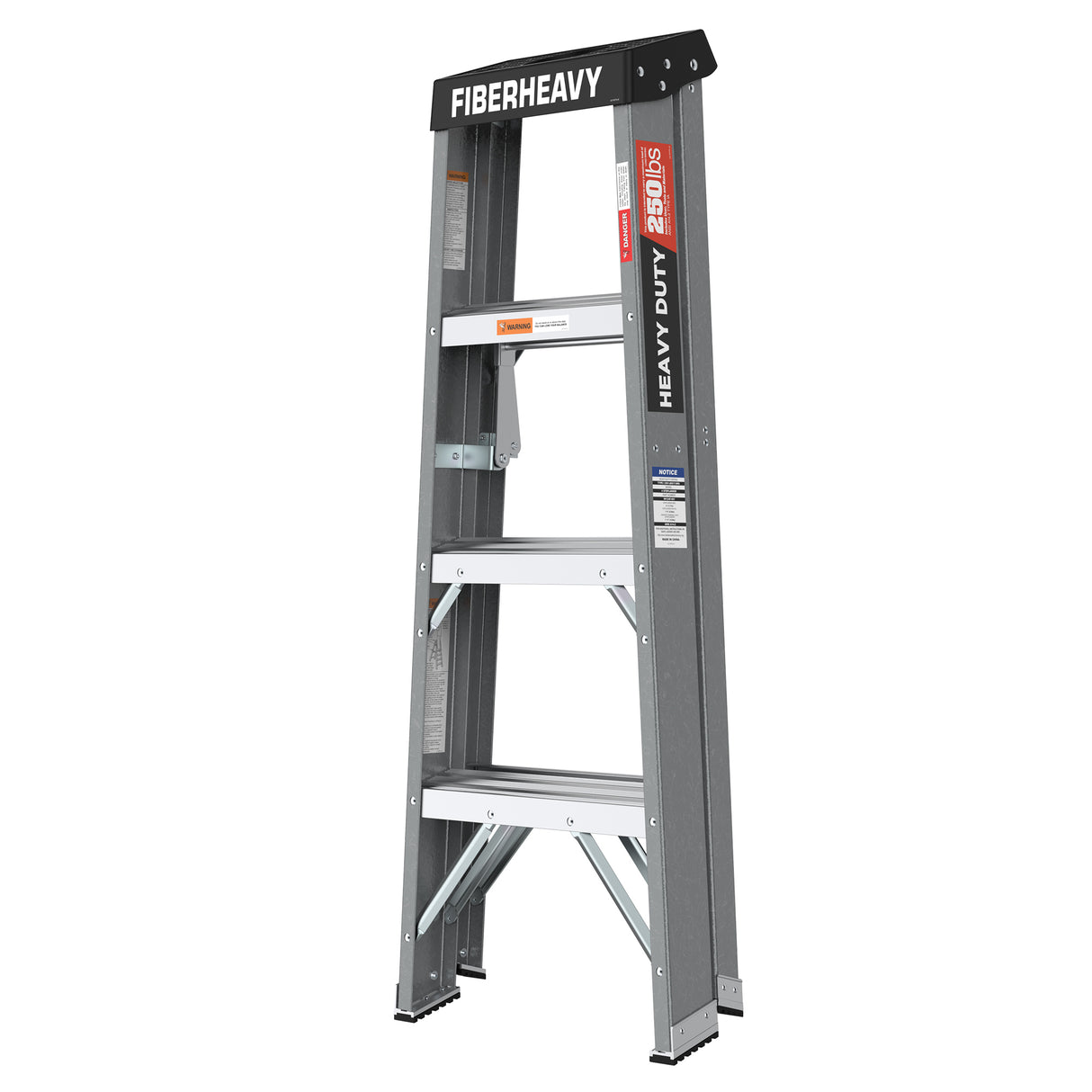 Fiberglass Step Ladder 4-foot 250lbs--Gray