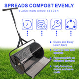 Compost Peat Moss Spreader with Upgrade T Shaped Handle for Planting Seeding Durable Lightweight Metal Mesh for Lawn Garden Care Manure Black