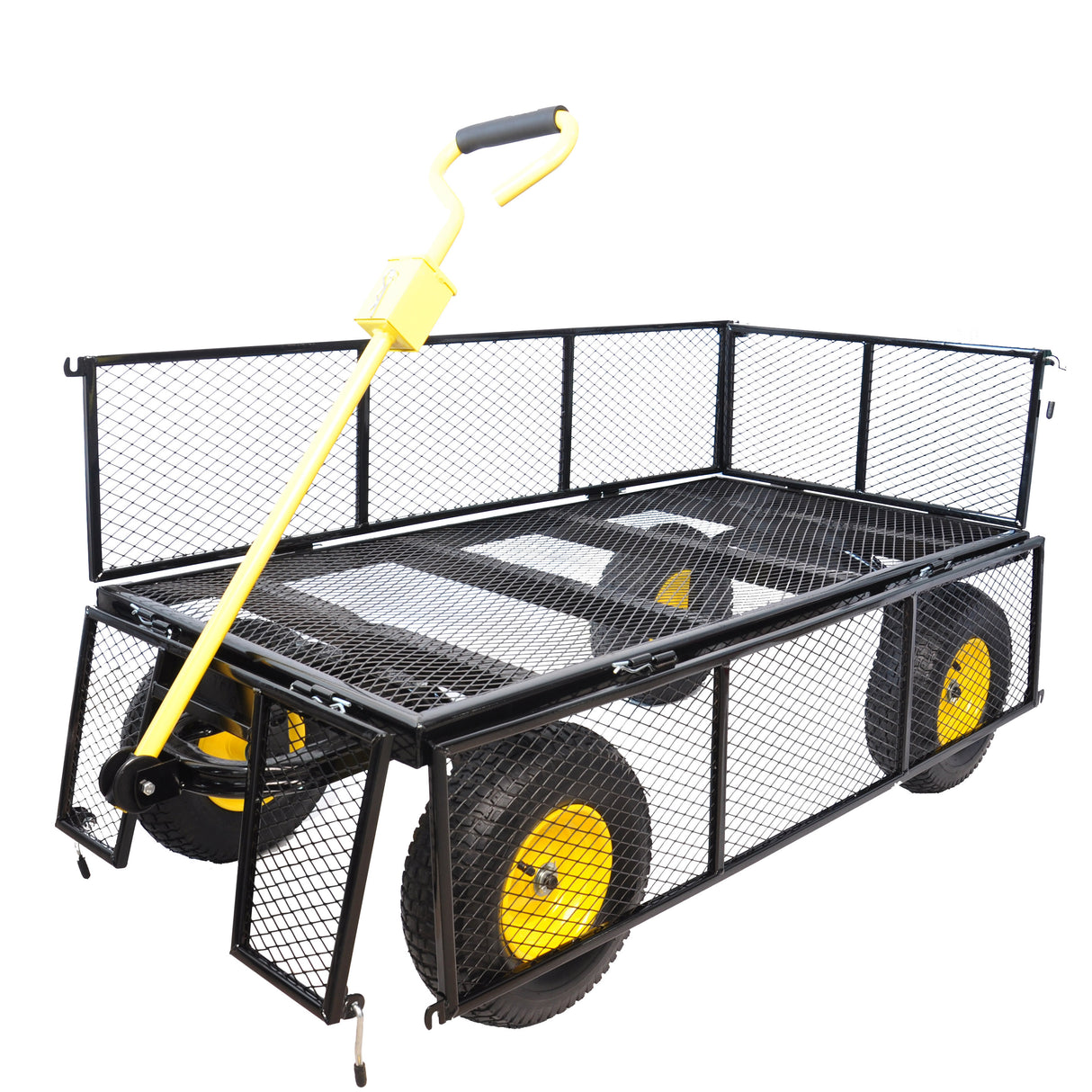 Grand chariot de jardin, camions de transport de bois de chauffage, charge statique maximale 880 lb, jaune et noir