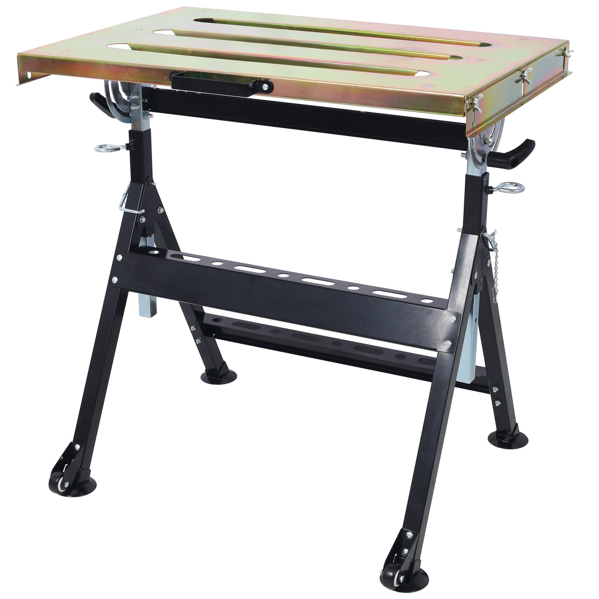 Welding Workbench Table 30"x20" 400lbs Load Capacity Steel on Wheels Folding Work Bench with Three Slot Adjustable Angle & Height