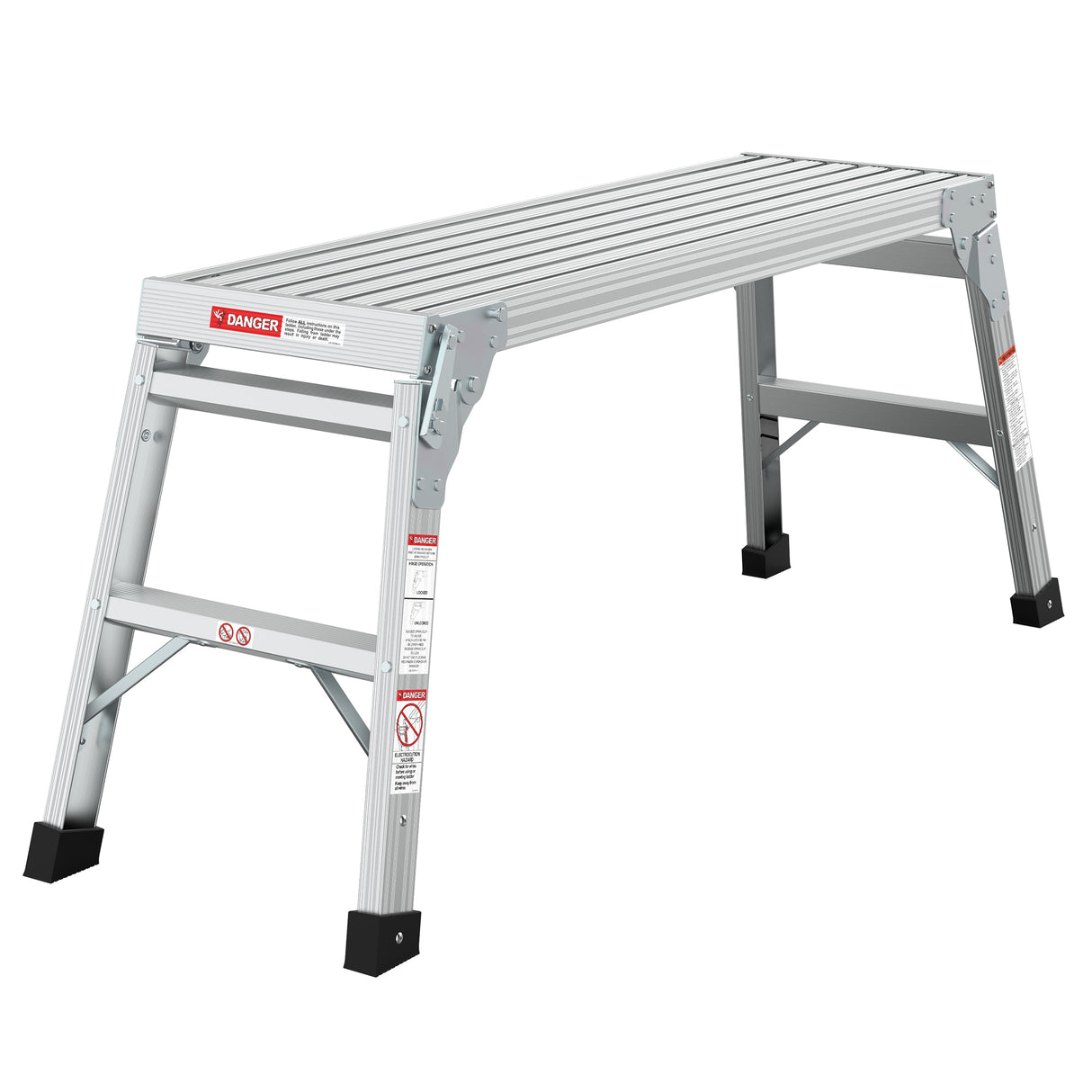 Work Platform Aluminum Portable Bench Folding Ladder ANSI Capacity 225 LBS 40"--Grey