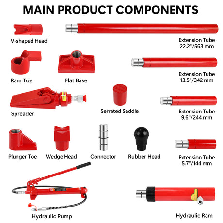 Power Hydraulic Ram Cylinder Jack Single-Acting Mini Jack Porta Power Kit Stroke for Shipbuilding Bridge Construction Precision Machinery Small Spaces - 10 Ton Capacity