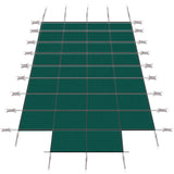 Pool Safety Cover Fits 20x40ft Rectangular Inground Winter Swimming Pools with 4x8ft Center End Step Triple Stitched High Strength Mesh PP Great Rain Permeability Installation Hardware--Green Mesh