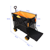 Carro plegable de gran capacidad, carro extensor Extra largo, carrito plegable para compras de jardín, carrito de playa, color negro y naranja