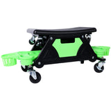 Roller Mechanic Detailing Creeper Utility Seat Stool with Wheels Removable Tool Trays Drawer 300 Lbs Capacity for General Garage and Home Use--Green