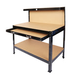 Steel Workbench Tool Storage Workshop Table W/Drawer and Peg Board 63"