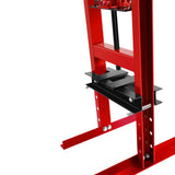 6 Ton Hydraulic Shop Floor Press with Pressure Gauge Steel H-Frame Shop Press with Steel Plates Adjustable Working Table-Red