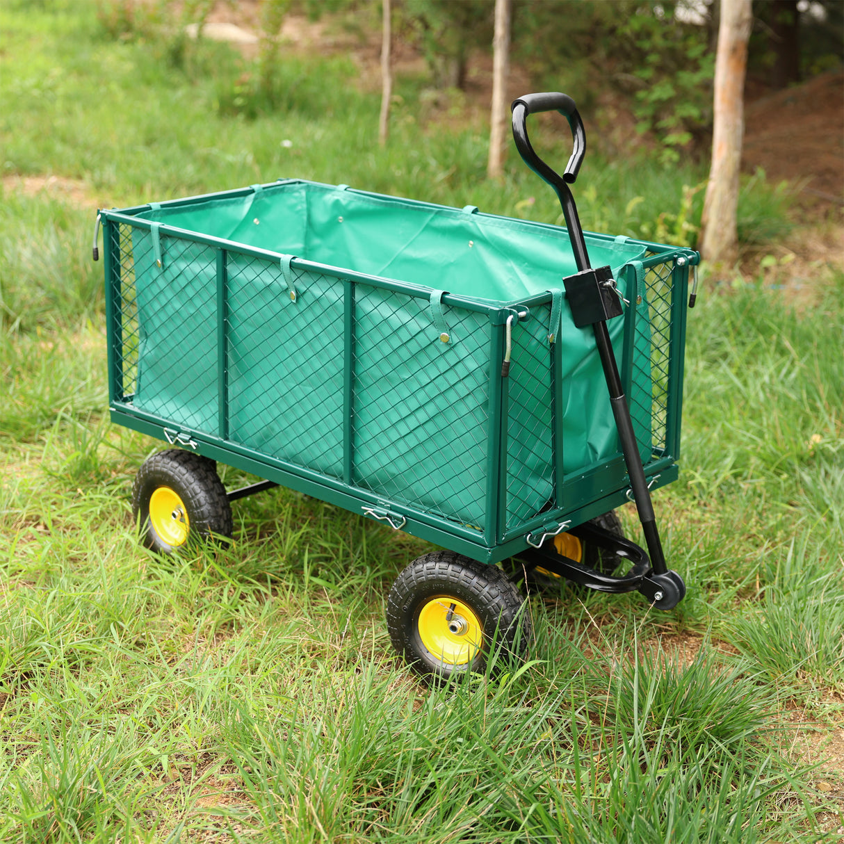 Garten-Blumenwagen, Transport, Brennholz, grüne Stofftasche